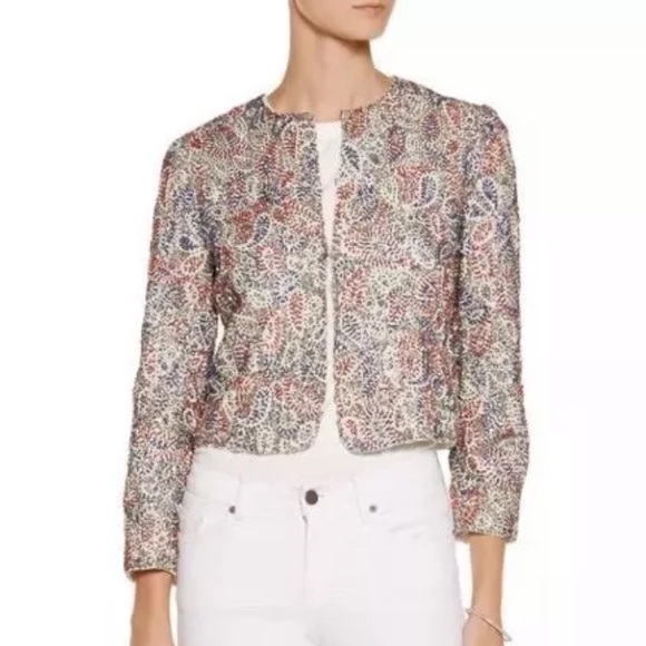 ALICE + OLIVIA Kidman Sequined Cropped Beaded Metallic Jacket - Picture 2 of 8